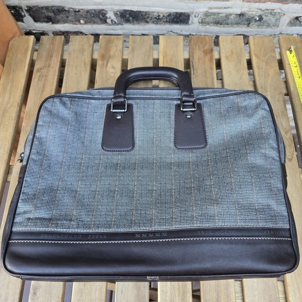 Emernegildo Zegna Elegant Black and Gray Men's Briefcase
